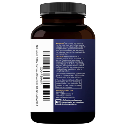 Naturebell NAD+ Resveratrol Con Ácido Hialurónico 240 Cápsulas