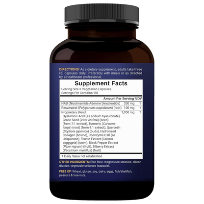 Naturebell NAD+ Resveratrol Con Ácido Hialurónico 240 Cápsulas