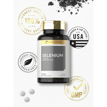 Carlyle Selenio 200Mcg 270 Tabletas etiqueta frasco