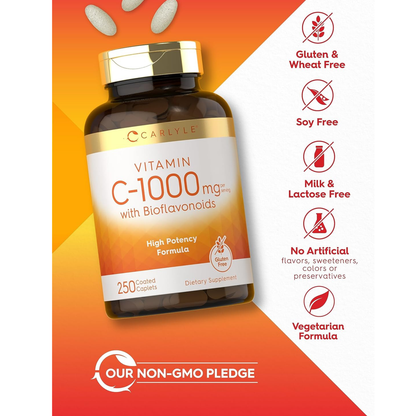 Carlyle Vitamina C 1000Mg con Bioflavonoides 250 Tabletas