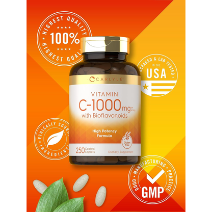 Carlyle Vitamina C 1000Mg con Bioflavonoides 250 Tabletas