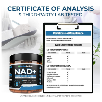 Rainbow Nutrients NAD+ Resveratrol 90 Capsulas