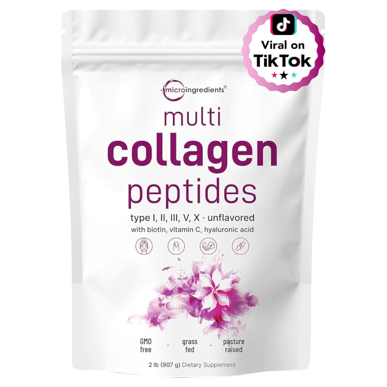 Micro Ingredients Péptidos Multicolágeno En Polvo Sabor A Chocolate 2 libras