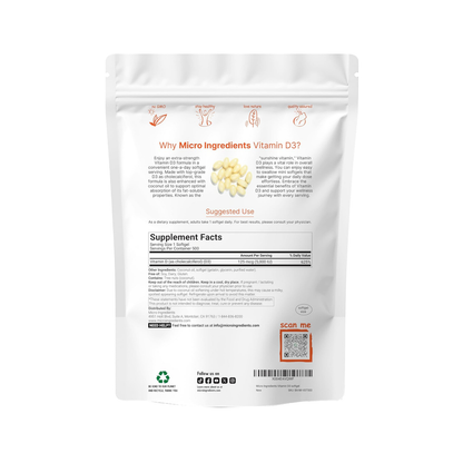 Micro Ingredients Vitamina D3 5000iu 500 Softgels