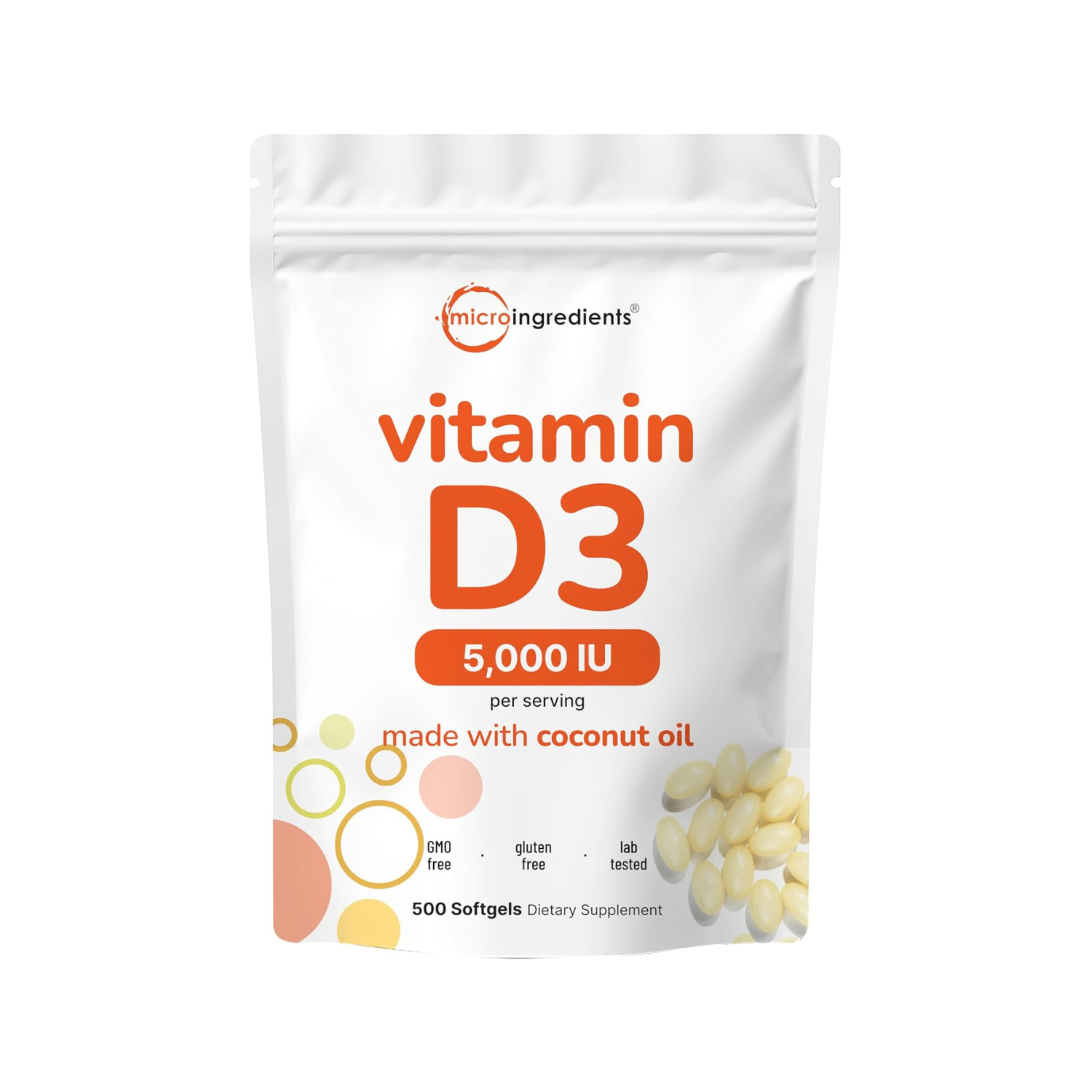 Micro Ingredients Vitamina D3 5000iu 500 Softgels