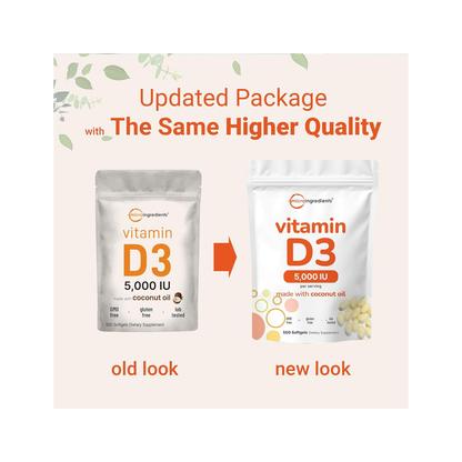 Micro Ingredients Vitamina D3 5000iu 500 Softgels