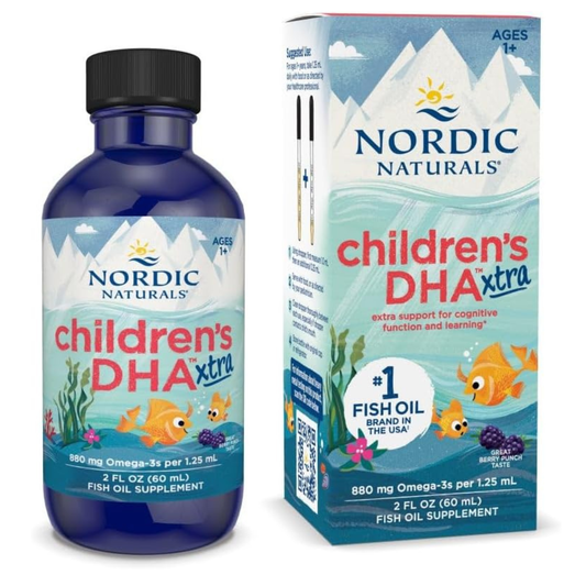 Nordic Naturals Children's DHA Xtra De 1 a 6 años Sabor a ponche de bayas 880 mg 60 ml 