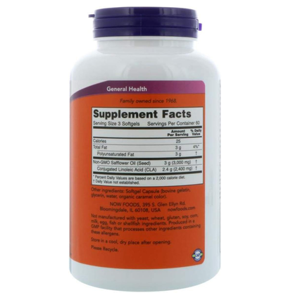 Now CLA (ácido linoleico conjugado) 800Mg 180 Softgels