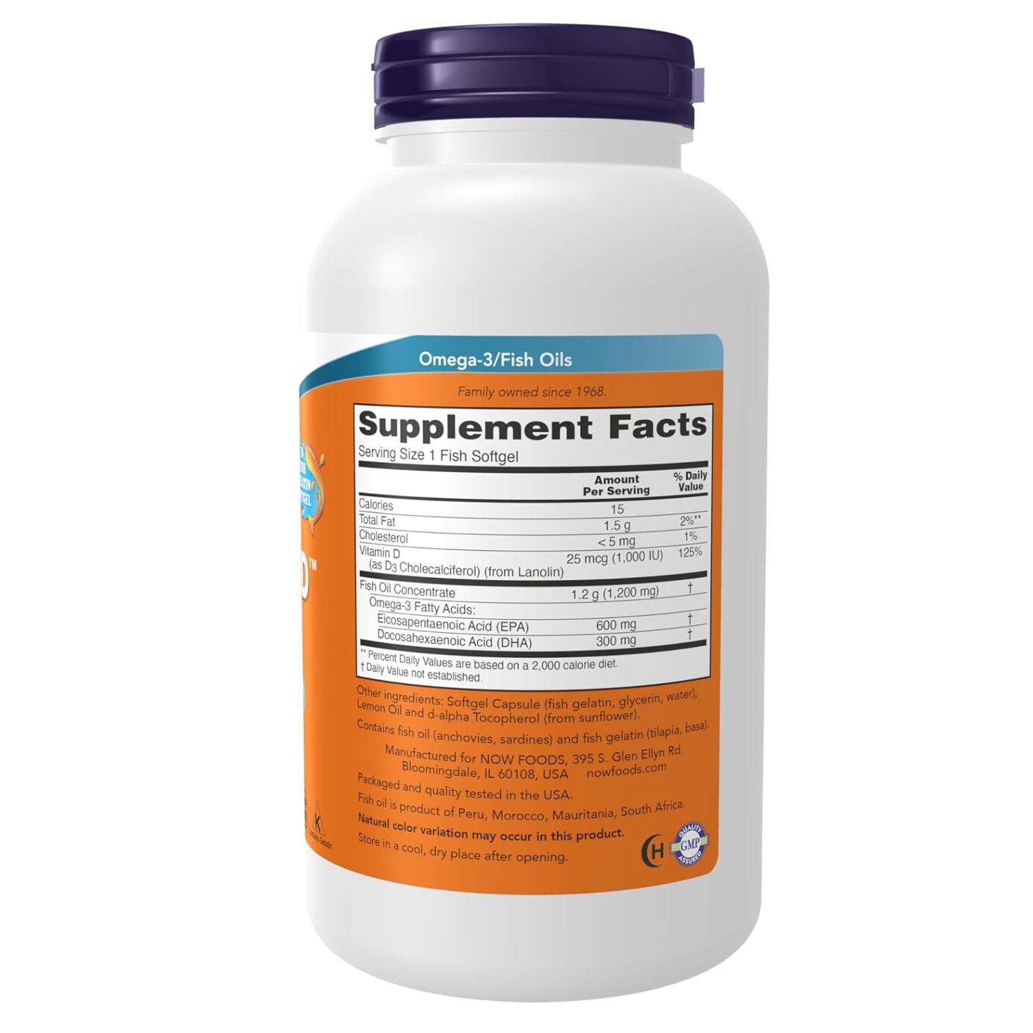 Now Ultra Omega 3-D Aceite de Pescado Omega-3 + Vitamina D-3  180 Softgels