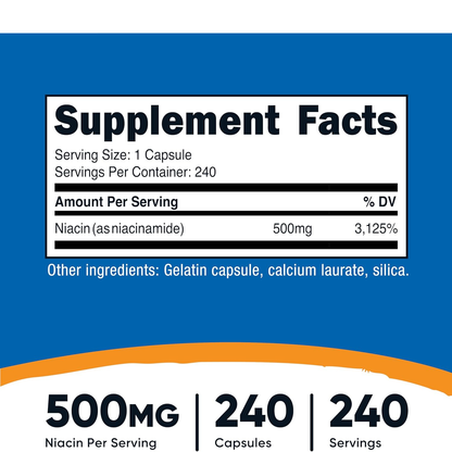 Nutricost Niacinamide 500Mg 240 Capsulas