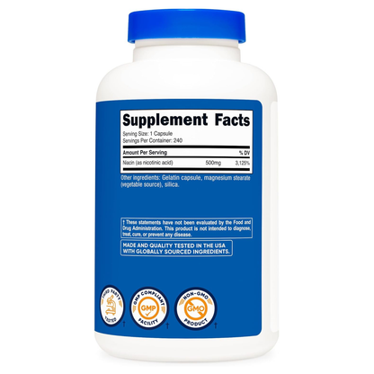 Nutricost Vitamina B3 Niacina 500Mg 240 Capsulas