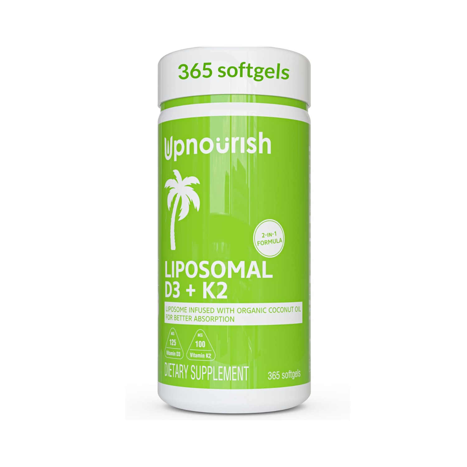 Upnorish Vitamina Liposomal D3 + K2  5000UI 365 Softgels