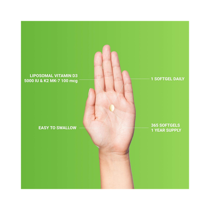 Upnorish Vitamina Liposomal D3 + K2  5000UI 365 Softgels
