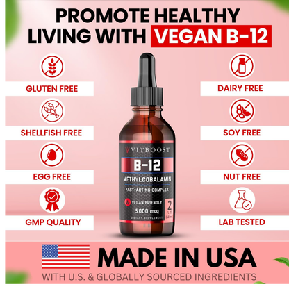 Vitboost Vitamina B12 Meticobalamina Sublingual Vegana 5000Mcg 60Ml