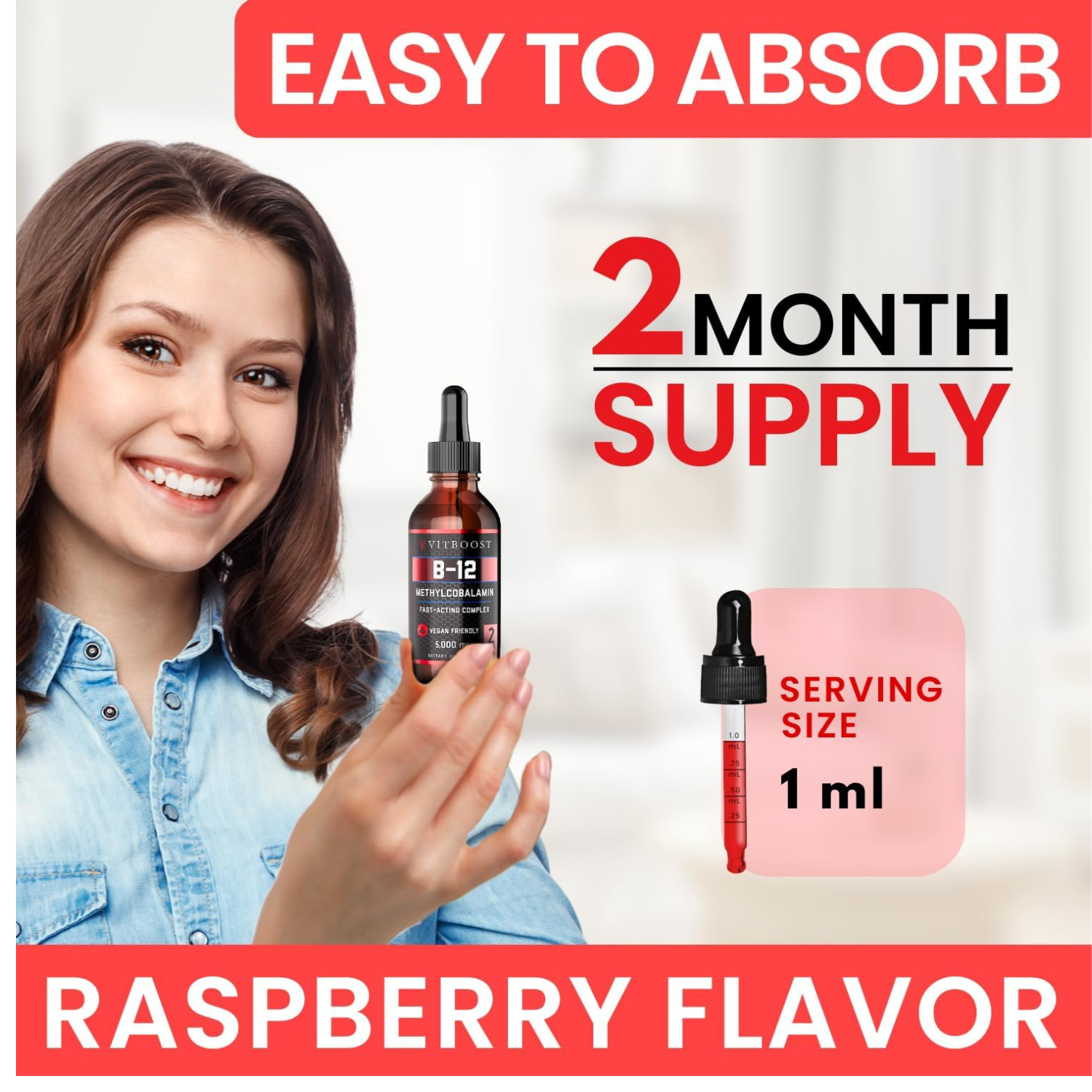 Vitboost Vitamina B12 Meticobalamina Sublingual Vegana 5000Mcg 60Ml