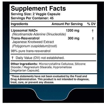 Wellness Liposomal NAD+ Resveratrol 1500Mg 90 Capsulas
